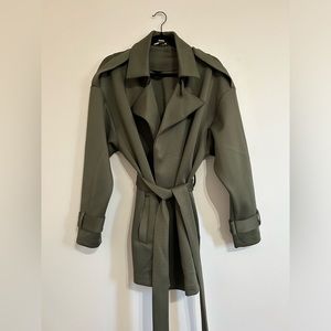 Forest Green Trench Wrap Coat